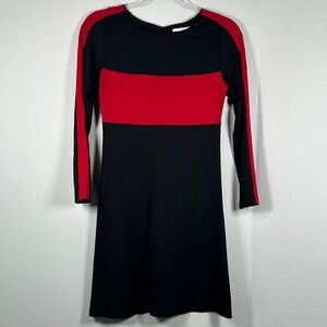 Amanda Uprichard Black Red Colorblock Long Sleeve Mini Dress Women’s S